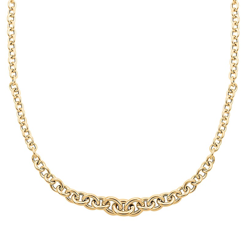 Italian Graduated Oval Rolo Necklace in 10K Yellow Gold 6.95 Grams 18-20 Inches