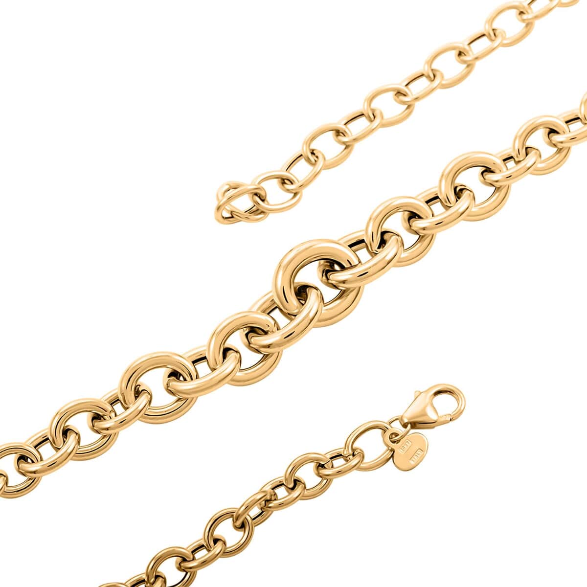 Italian Graduated Oval Rolo Necklace in 10K Yellow Gold 6.95 Grams 18-20 Inches image number 2