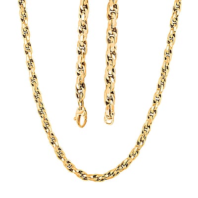Italian 10K Yellow Gold Faceted Torchon Necklace 22 Inches 14 Grams