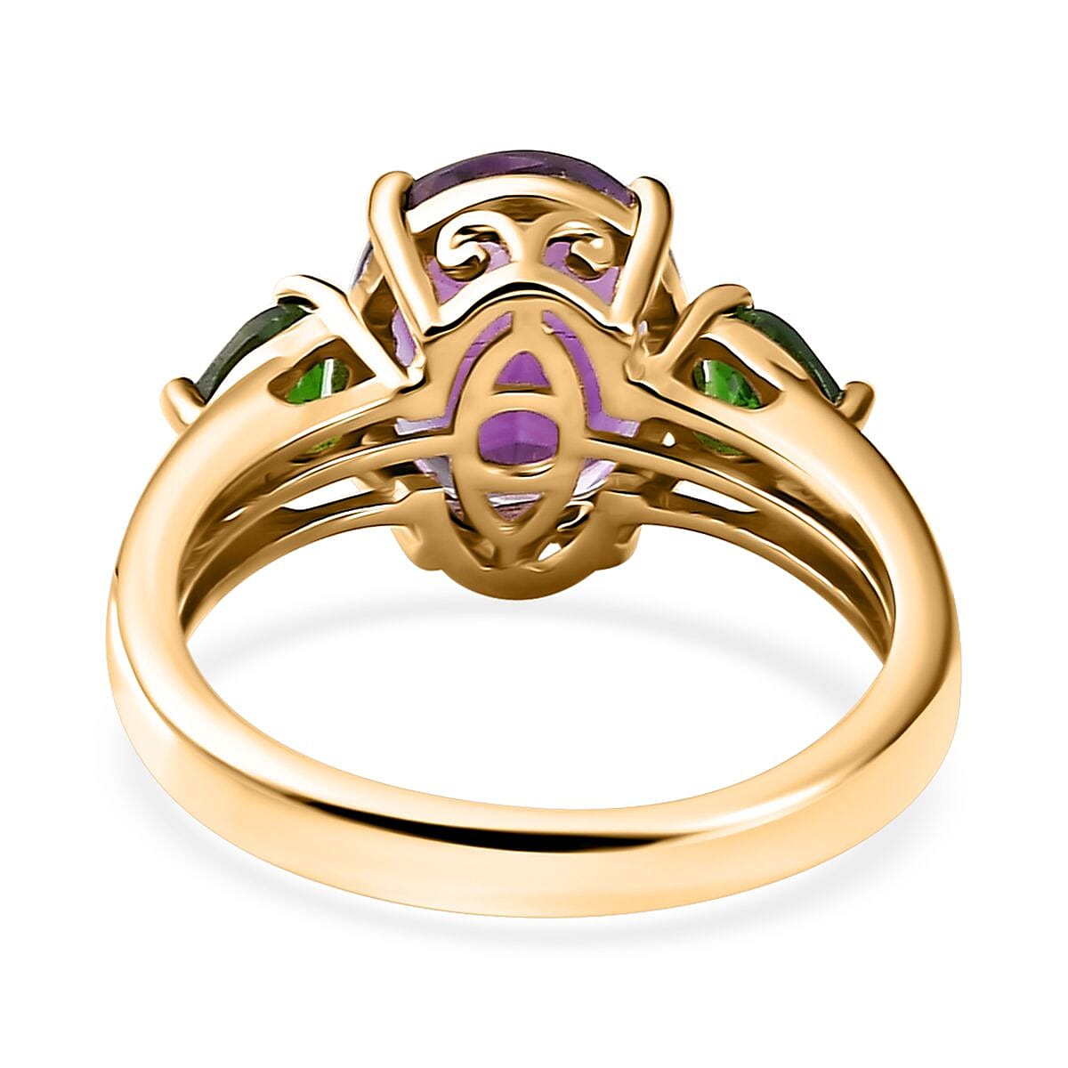 Premium Moroccan Amethyst and Chrome Diopside Ring in 18K Vermeil Yellow Gold Over Sterling Silver (Size 10.0) 3.85 ctw