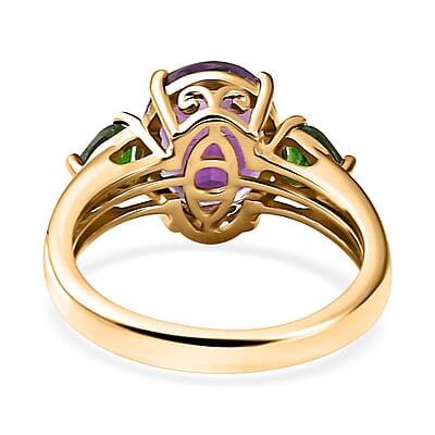 Premium Moroccan Amethyst and Chrome Diopside Ring in 18K Vermeil Yellow Gold Over Sterling Silver (Size 10.0) 3.85 ctw
