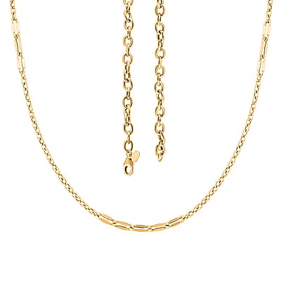 Italian Stations Long Length Luce Oro Necklace in 10K Yellow Gold 6.60 Grams 24 Inches