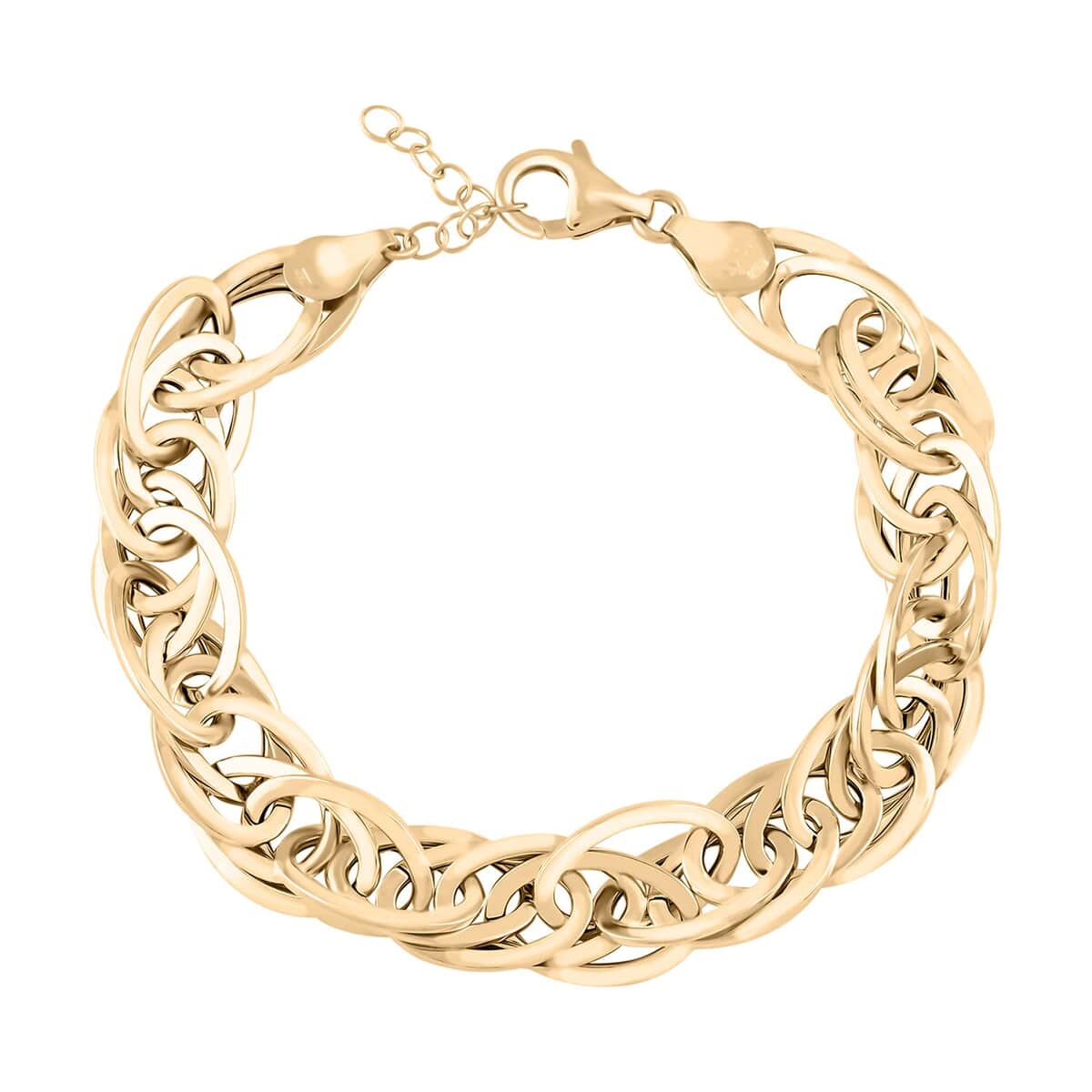 Italian 10K Yellow Gold Grandissimo Mirror Torchon Bracelet (7-8In) 7.10 Grams image number 0