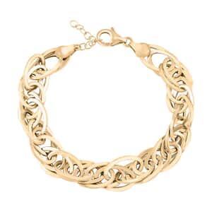 Italian 10K Yellow Gold Grandissimo Mirror Torchon Bracelet (7-8In) 7.10 Grams