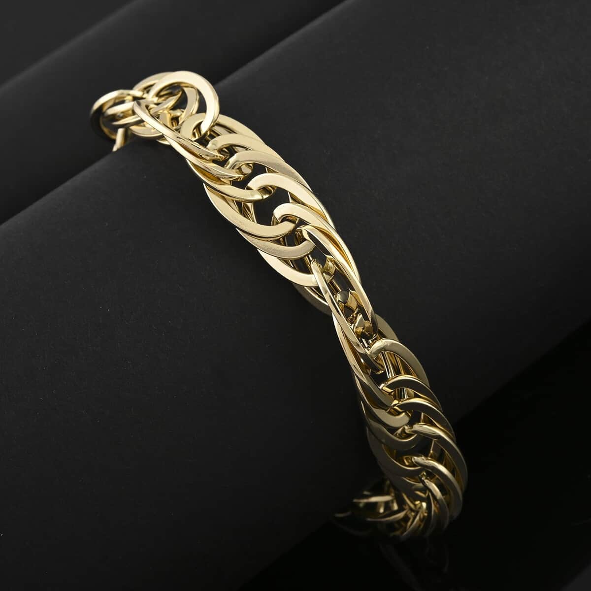 Italian 10K Yellow Gold Grandissimo Mirror Torchon Bracelet (7-8In) 7.10 Grams image number 1