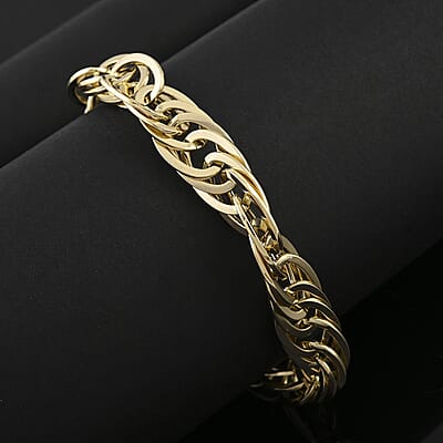 Italian 10K Yellow Gold Grandissimo Mirror Torchon Bracelet (7-8In) 7.10 Grams