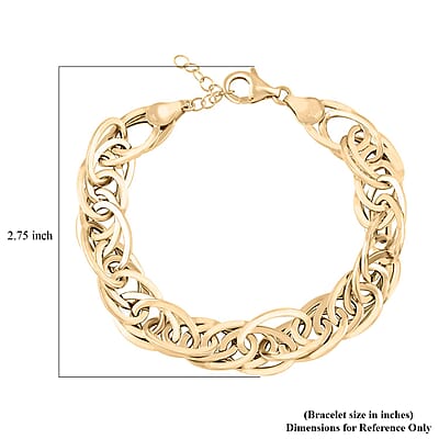 Italian 10K Yellow Gold Grandissimo Mirror Torchon Bracelet (7-8In) 7.10 Grams