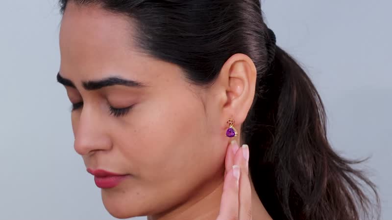 Premium Moroccan Amethyst and Orissa Rhodolite Garnet Earrings in 18K Vermeil Yellow Gold Over Sterling Silver 3.80 ctw