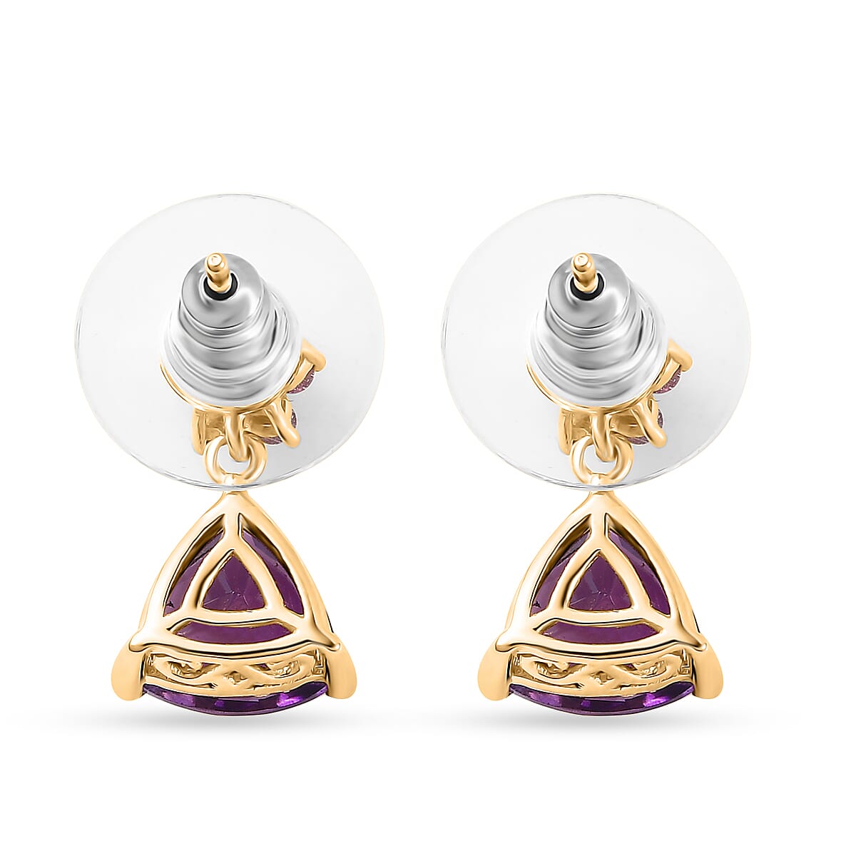 Premium Moroccan Amethyst and Orissa Rhodolite Garnet Earrings in 18K Vermeil Yellow Gold Over Sterling Silver 3.80 ctw