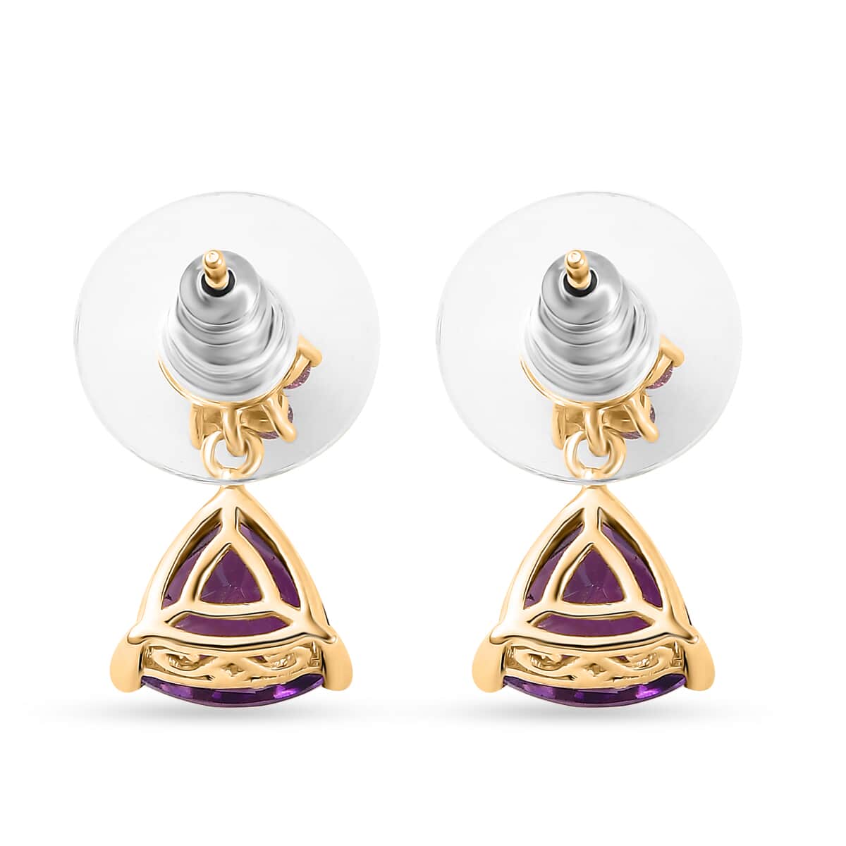 Premium Moroccan Amethyst and Orissa Rhodolite Garnet Earrings in 18K Vermeil Yellow Gold Over Sterling Silver 3.80 ctw image number 4
