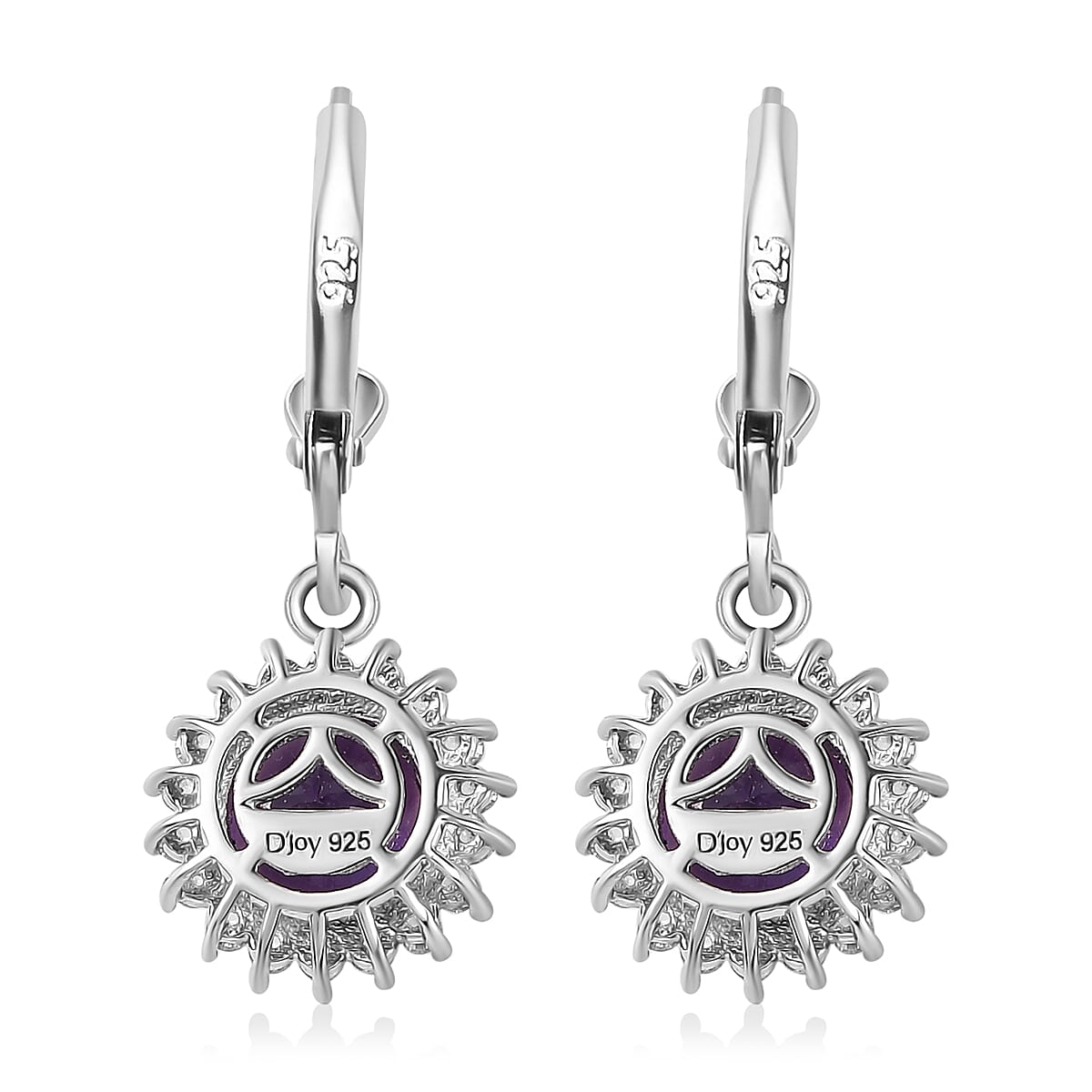 Premium Moroccan Amethyst and White Zircon Lever Back Earrings in Rhodium Over Sterling Silver 4.35 ctw