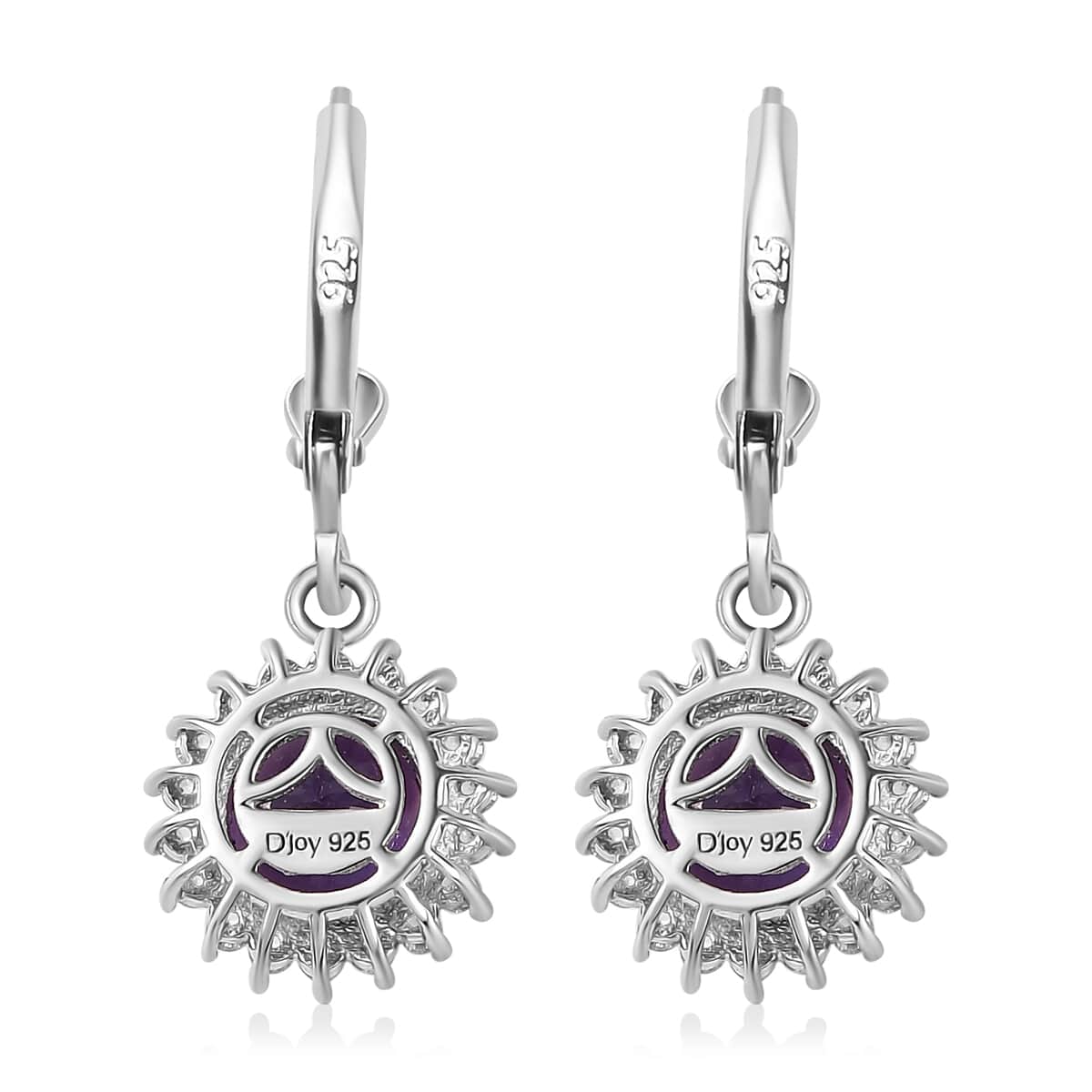 Premium Moroccan Amethyst, White Zircon Lever Back Earrings in Rhodium Over Sterling Silver 4.35 ctw image number 4