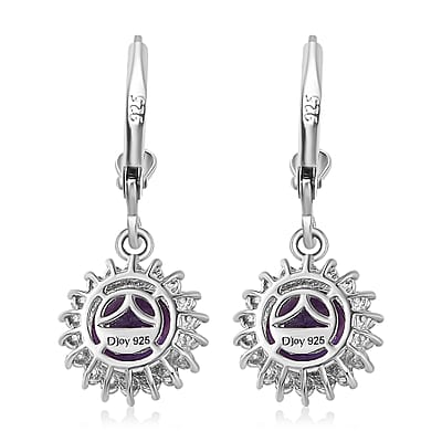 Premium Moroccan Amethyst and White Zircon Lever Back Earrings in Rhodium Over Sterling Silver 4.35 ctw