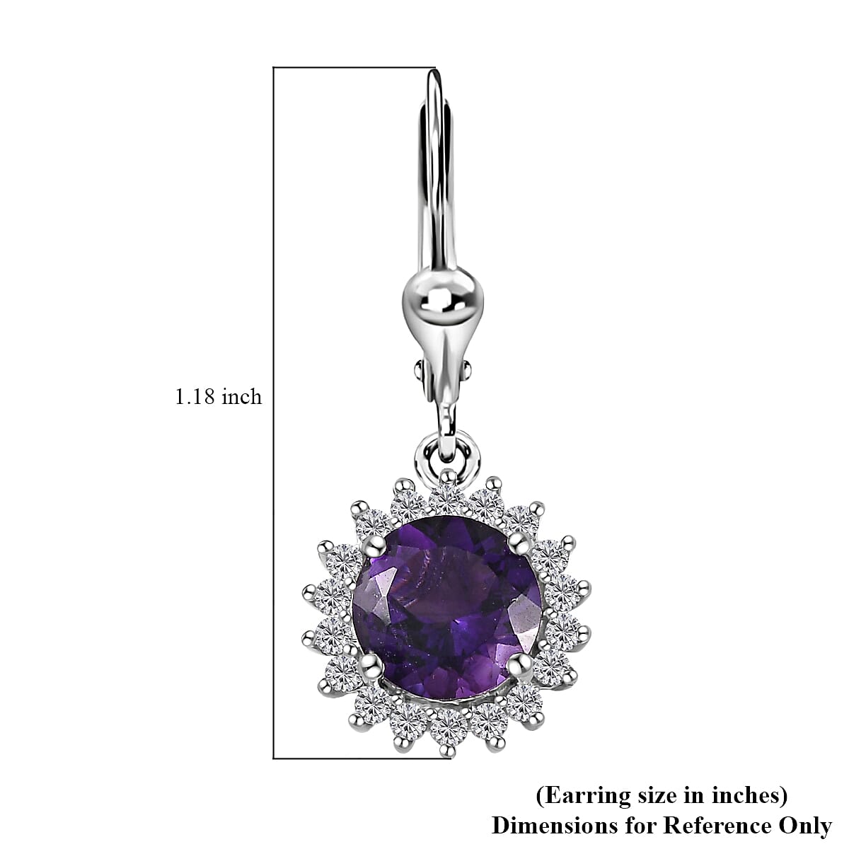 Premium Moroccan Amethyst and White Zircon Lever Back Earrings in Rhodium Over Sterling Silver 4.35 ctw