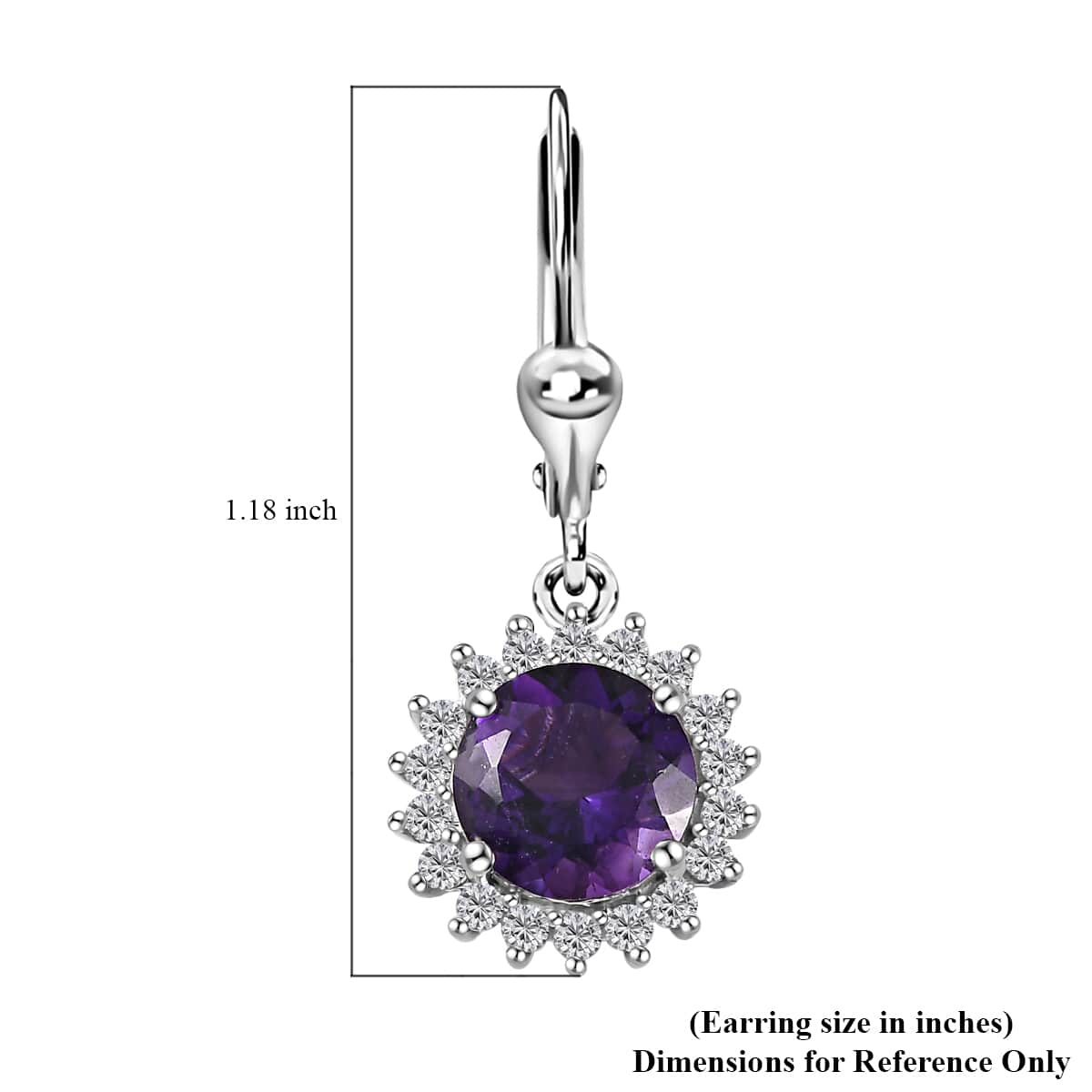 Premium Moroccan Amethyst, White Zircon Lever Back Earrings in Rhodium Over Sterling Silver 4.35 ctw image number 5