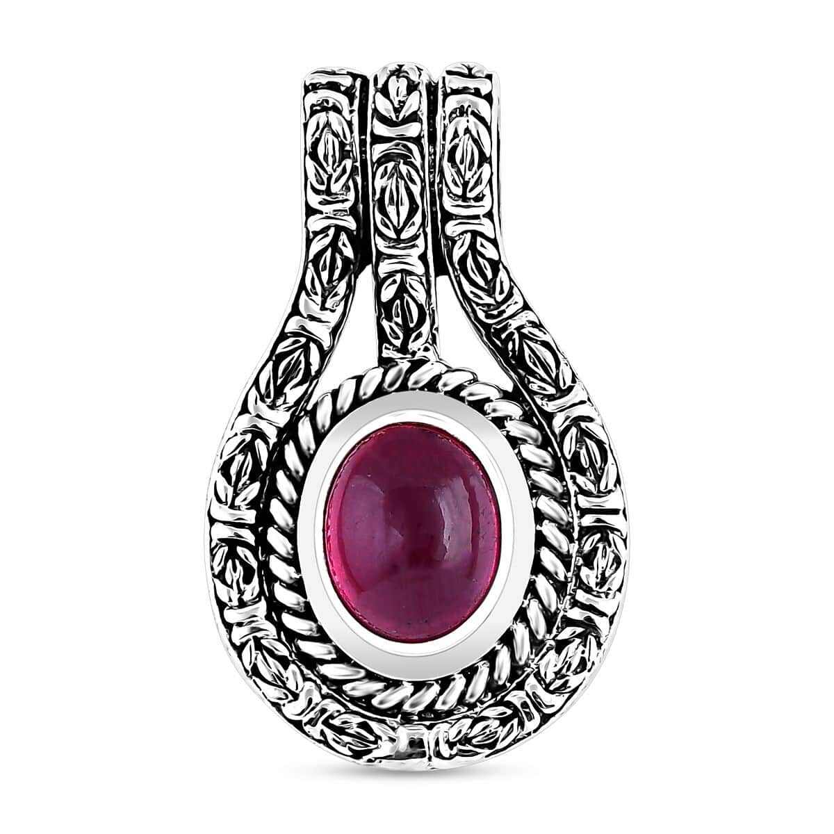 Bali Legacy Niassa Ruby (FF) 4.25 ctw Borobudur Pendant in Sterling Silver  image number 0