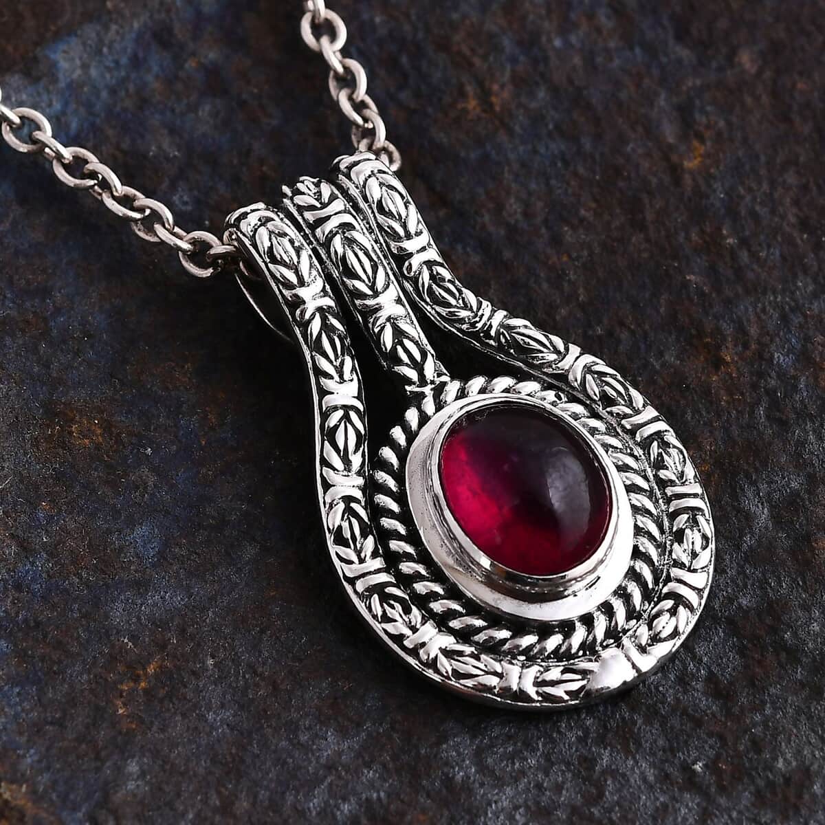 Bali Legacy Niassa Ruby (FF) 4.25 ctw Borobudur Pendant in Sterling Silver  image number 1