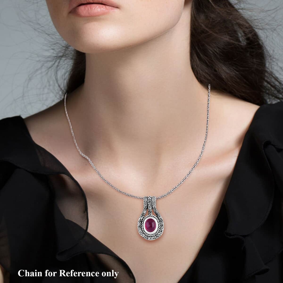 Bali Legacy Niassa Ruby (FF) 4.25 ctw Borobudur Pendant in Sterling Silver  image number 2