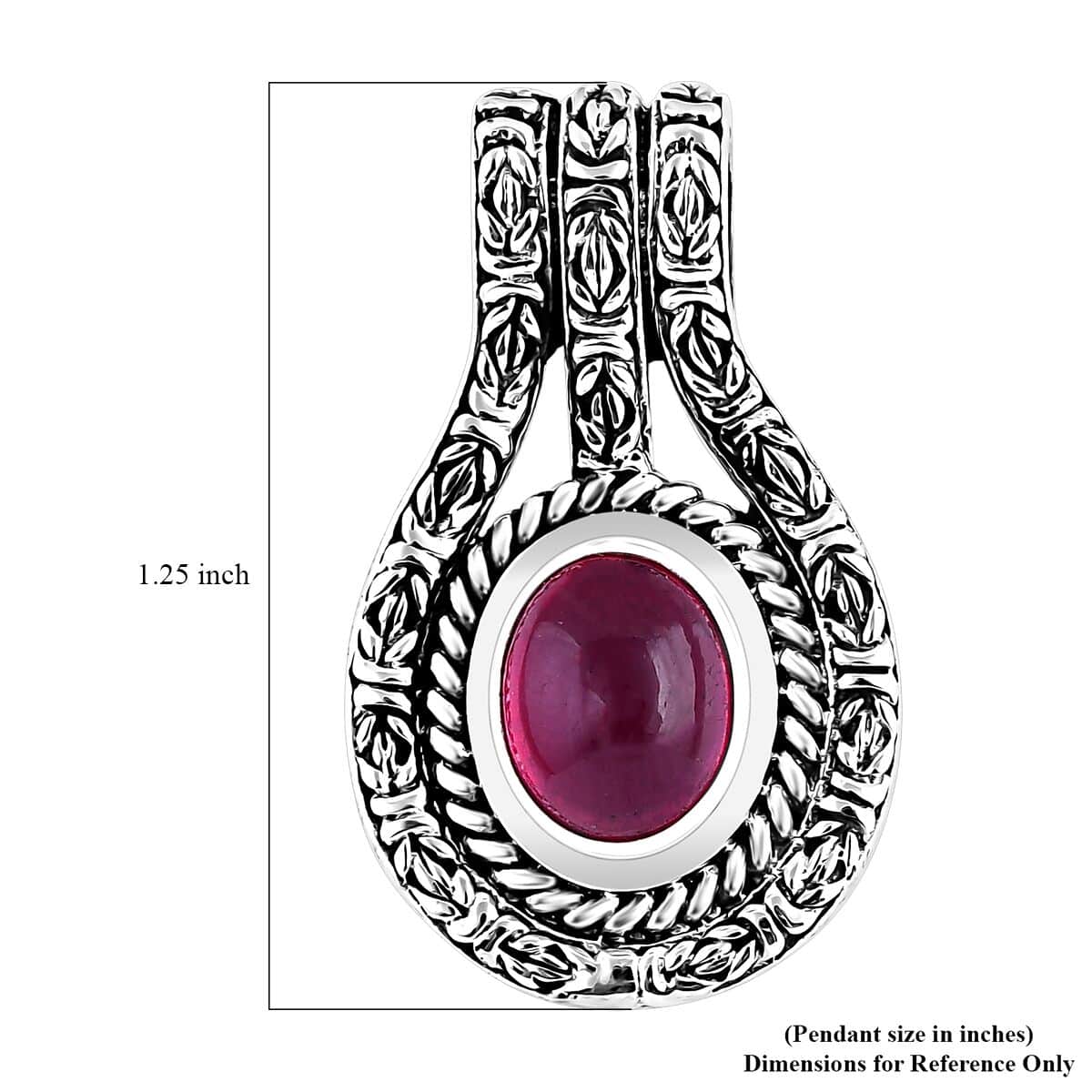 Bali Legacy Niassa Ruby (FF) 4.25 ctw Borobudur Pendant in Sterling Silver  image number 5