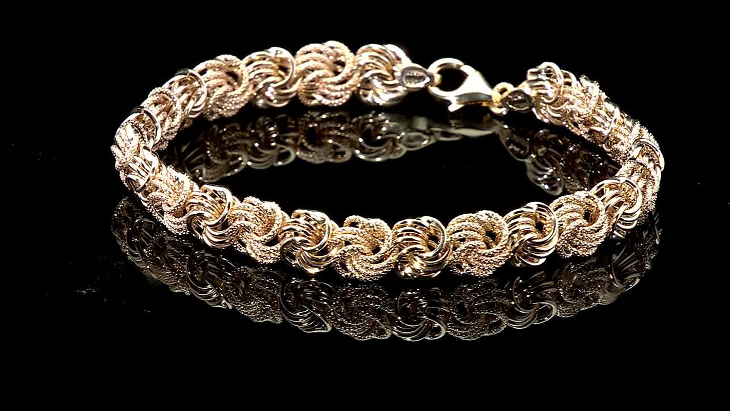 Italian 10K Yellow Gold Rosetta Link Bracelet (7.50 In) 4.44 Grams