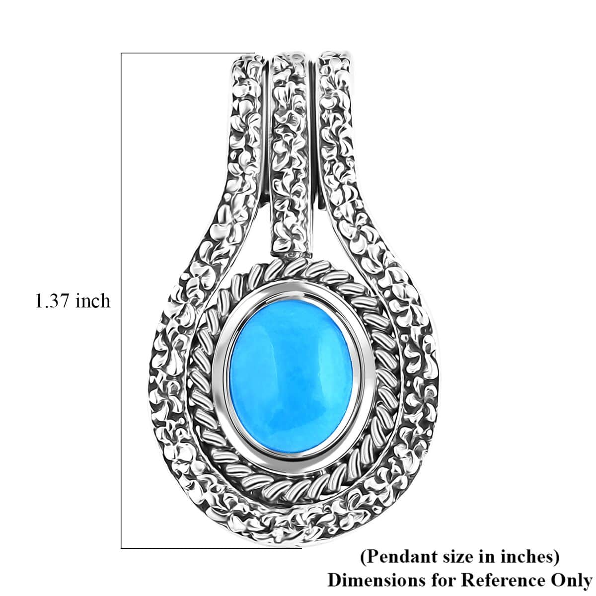 Bali Legacy Sleeping Beauty Turquoise 2.35 ctw Frangipani Flower Pendant in Sterling Silver  image number 5