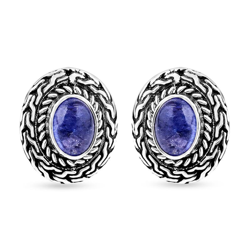 Bali Legacy Tanzanite 3.35 ctw Tulang Naga Stud Earrings in Sterling Silver 