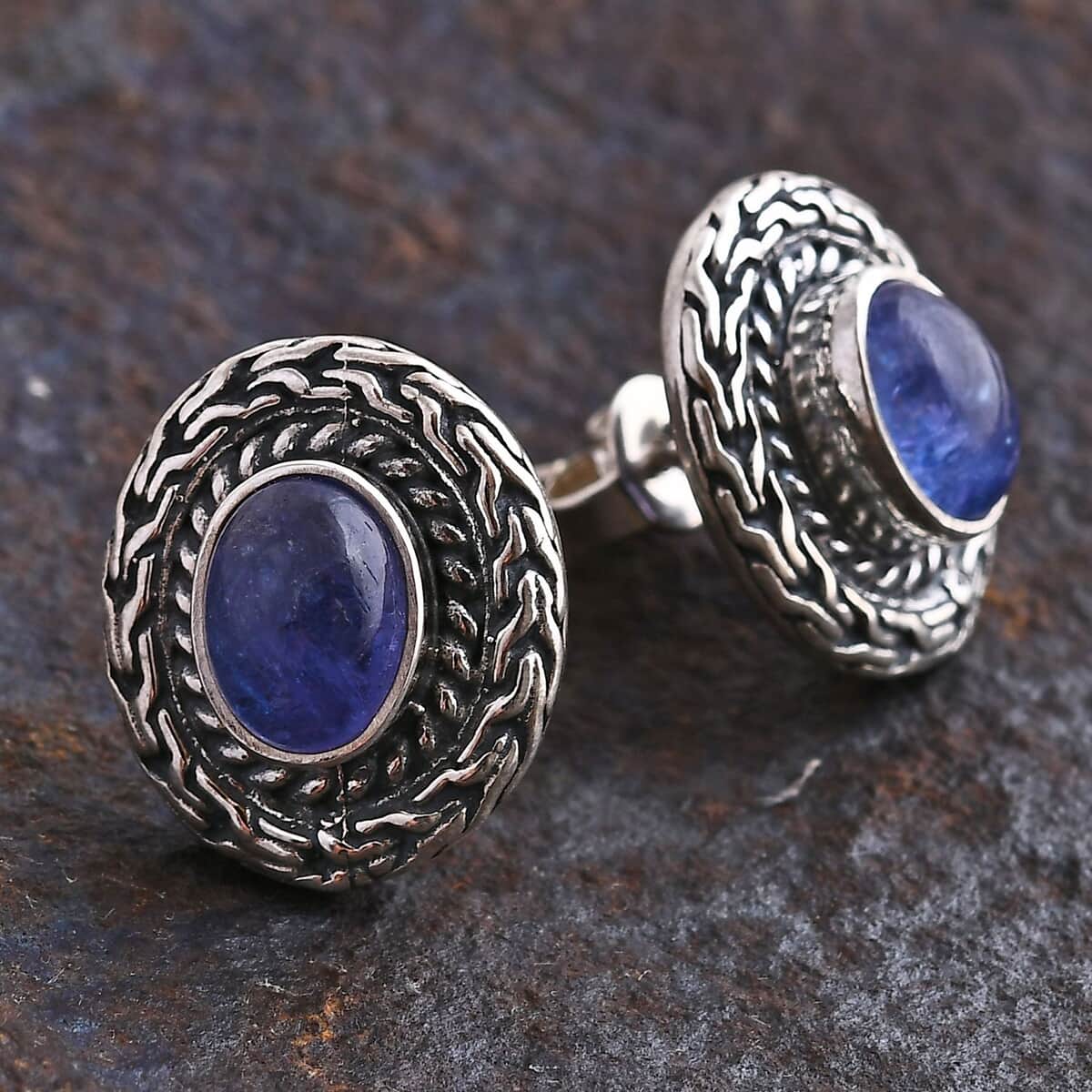 Bali Legacy Tanzanite 3.35 ctw Tulang Naga Stud Earrings in Sterling Silver  image number 1