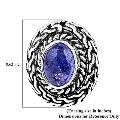 Bali Legacy Tanzanite 3.35 ctw Tulang Naga Stud Earrings in Sterling Silver 