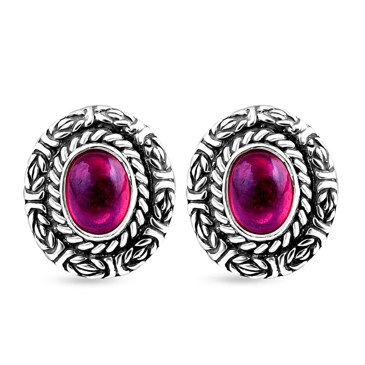 Bali Legacy Niassa Ruby (FF) 3.60 ctw Borobudur Stud Earrings in Sterling Silver  image number 0