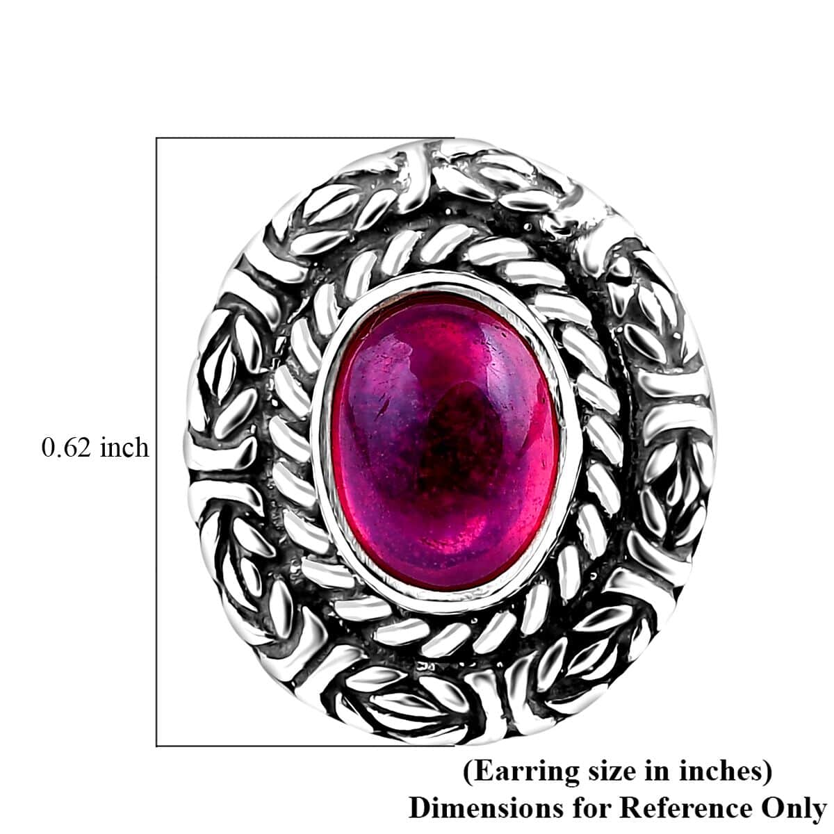 Bali Legacy Niassa Ruby (FF) 3.60 ctw Borobudur Stud Earrings in Sterling Silver  image number 5