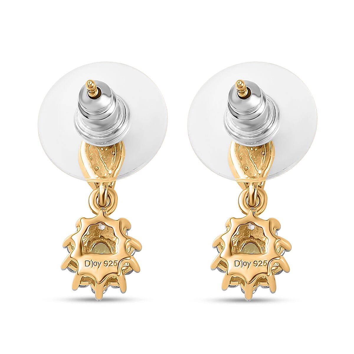 Premium Sphene and White Zircon Halo Dangle Earrings in 18K Vermeil Yellow Gold Over Sterling Silver 0.85 ctw