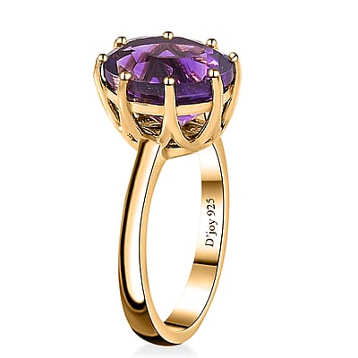 Premium Moroccan Amethyst Solitaire Ring in 18K Vermeil Yellow Gold Over Sterling Silver (Size 10.0) 3.50 ctw