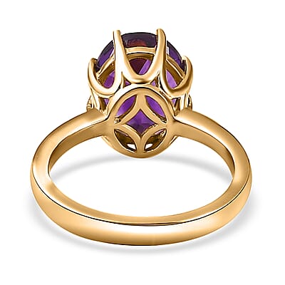Premium Moroccan Amethyst Solitaire Ring in 18K Vermeil Yellow Gold Over Sterling Silver (Size 10.0) 3.50 ctw