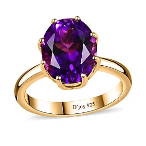 Premium Moroccan Amethyst Solitaire Ring in 18K Vermeil Yellow Gold Over Sterling Silver (Size 9.0) 3.50 ctw