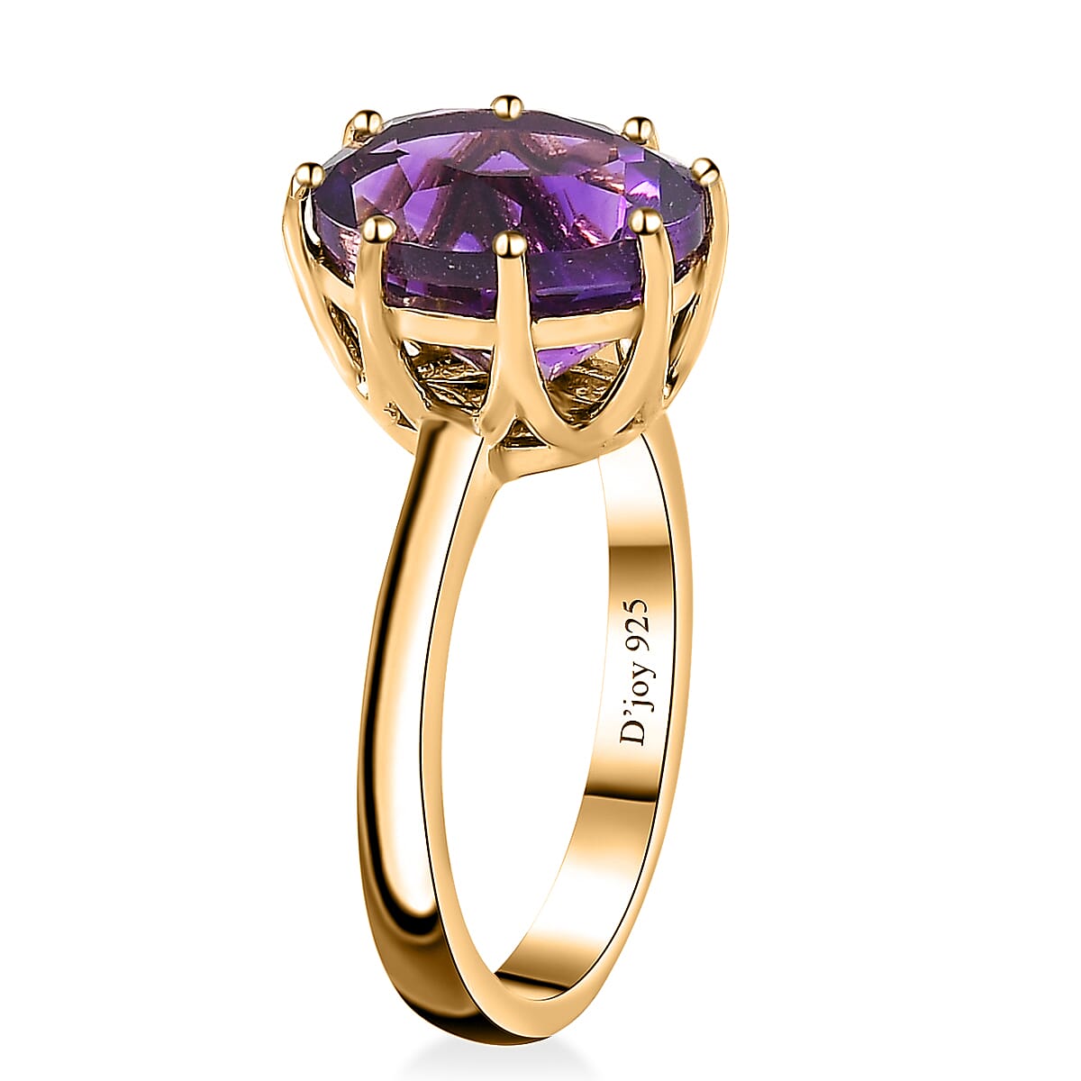 Premium Moroccan Amethyst Solitaire Ring in 18K Vermeil Yellow Gold Over Sterling Silver (Size 9.0) 3.50 ctw image number 3