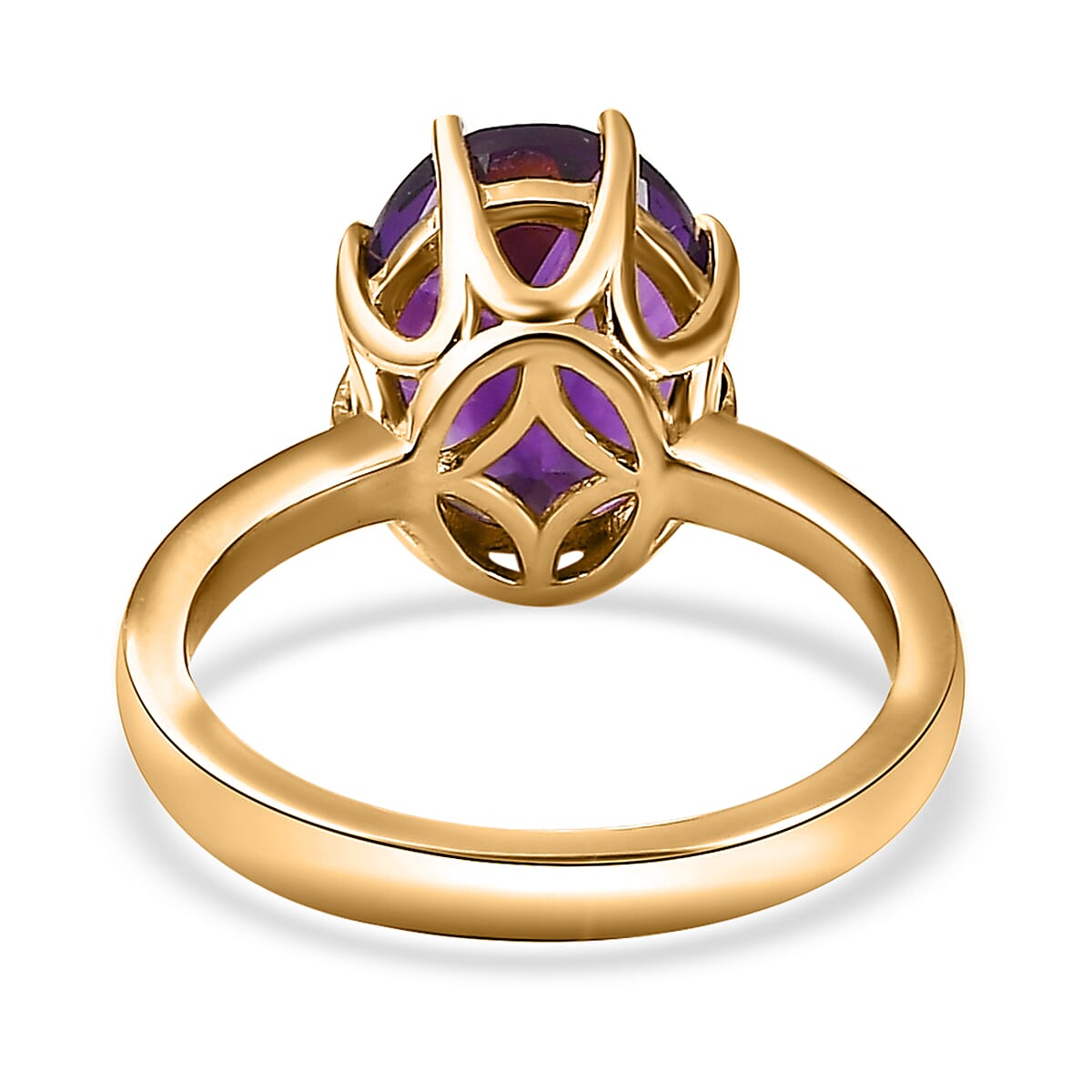 Premium Moroccan Amethyst Solitaire Ring in 18K Vermeil Yellow Gold Over Sterling Silver (Size 9.0) 3.50 ctw image number 4