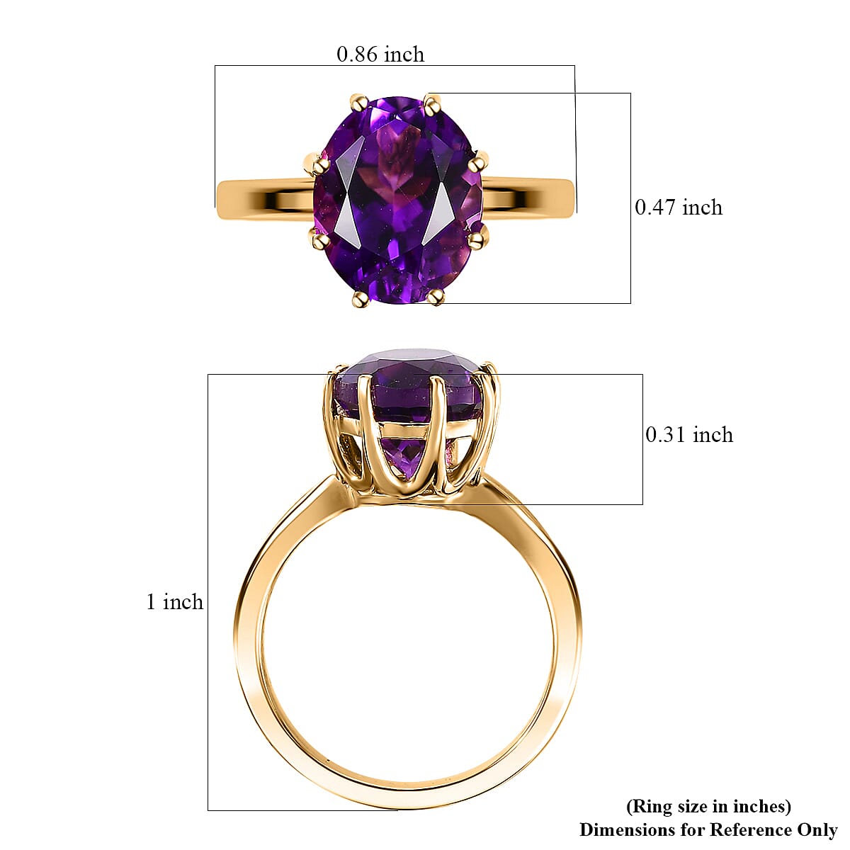 Premium Moroccan Amethyst Solitaire Ring in 18K Vermeil Yellow Gold Over Sterling Silver (Size 9.0) 3.50 ctw image number 5