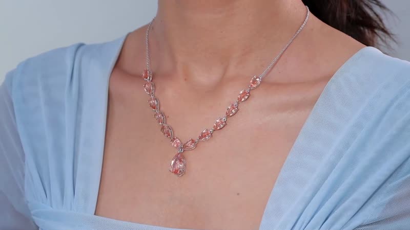D'Joy Morganique Quartz (Triplet) Drop Necklace 18-20 Inches in Rhodium Over Sterling Silver 26.15 ctw