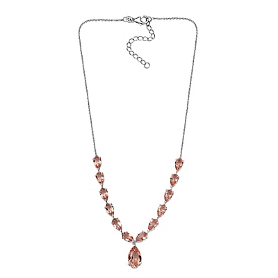 D'Joy Morganique Quartz (Triplet) Drop Necklace 18-20 Inches in Rhodium Over Sterling Silver 26.15 ctw