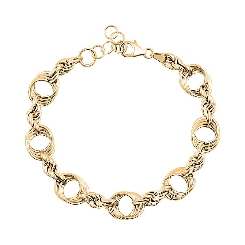 Riflessi Oro Italian 10K Yellow Gold Figaro Rope Bracelet (7-8In) 6.2 Grams