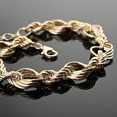 Riflessi Oro Italian 10K Yellow Gold Figaro Rope Bracelet (7-8In) 6.2 Grams