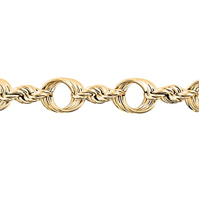 Riflessi Oro Italian 10K Yellow Gold Figaro Rope Bracelet (7-8In) 6.2 Grams