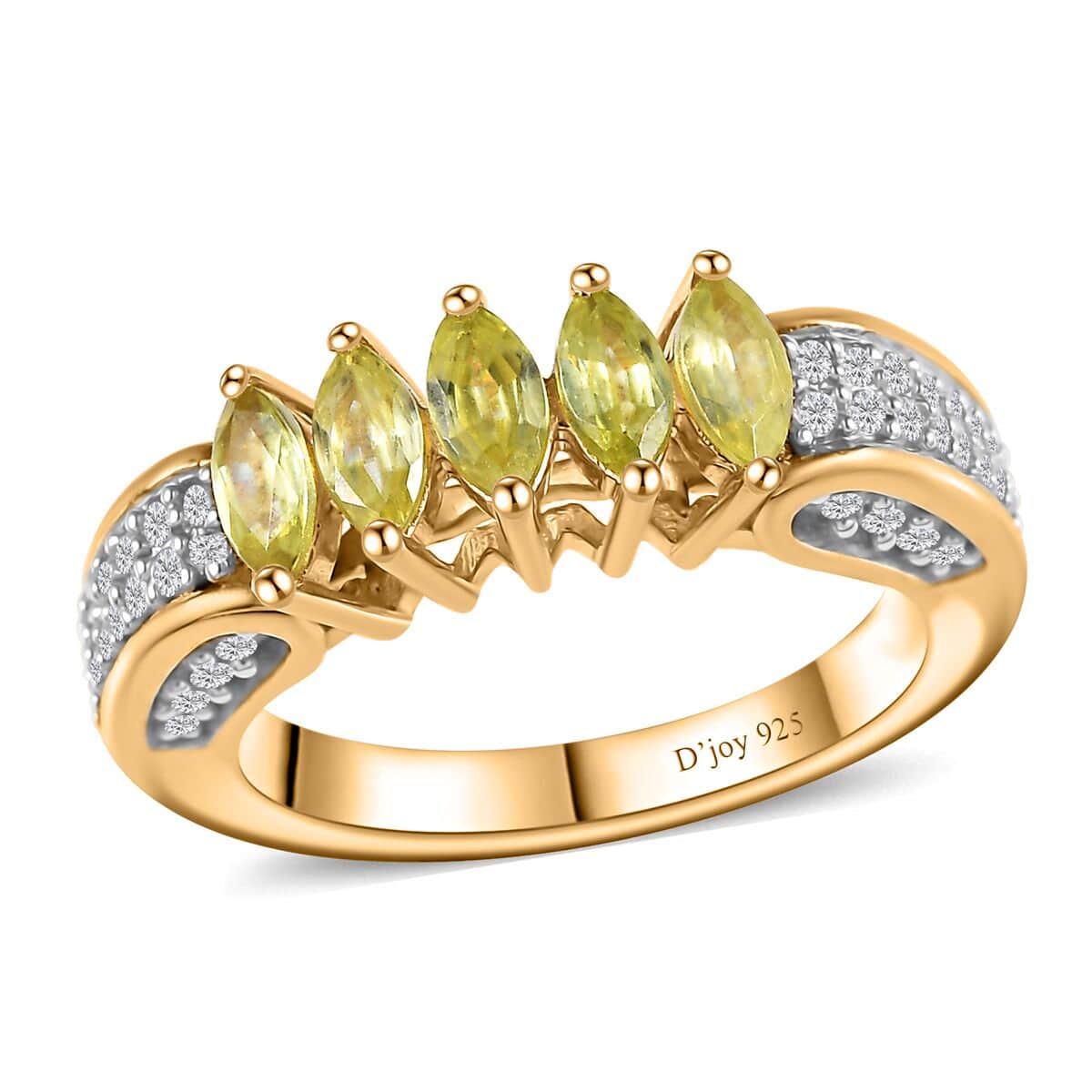 Premium Sava Sphene, White Zircon Ring in 18K Vermeil YG Over Sterling Silver (Size 10.0) 1.65 ctw image number 0