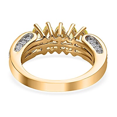 Premium Sphene and White Zircon Ring in 18K Vermeil Yellow Gold Over Sterling Silver (Size 10.0) 1.65 ctw