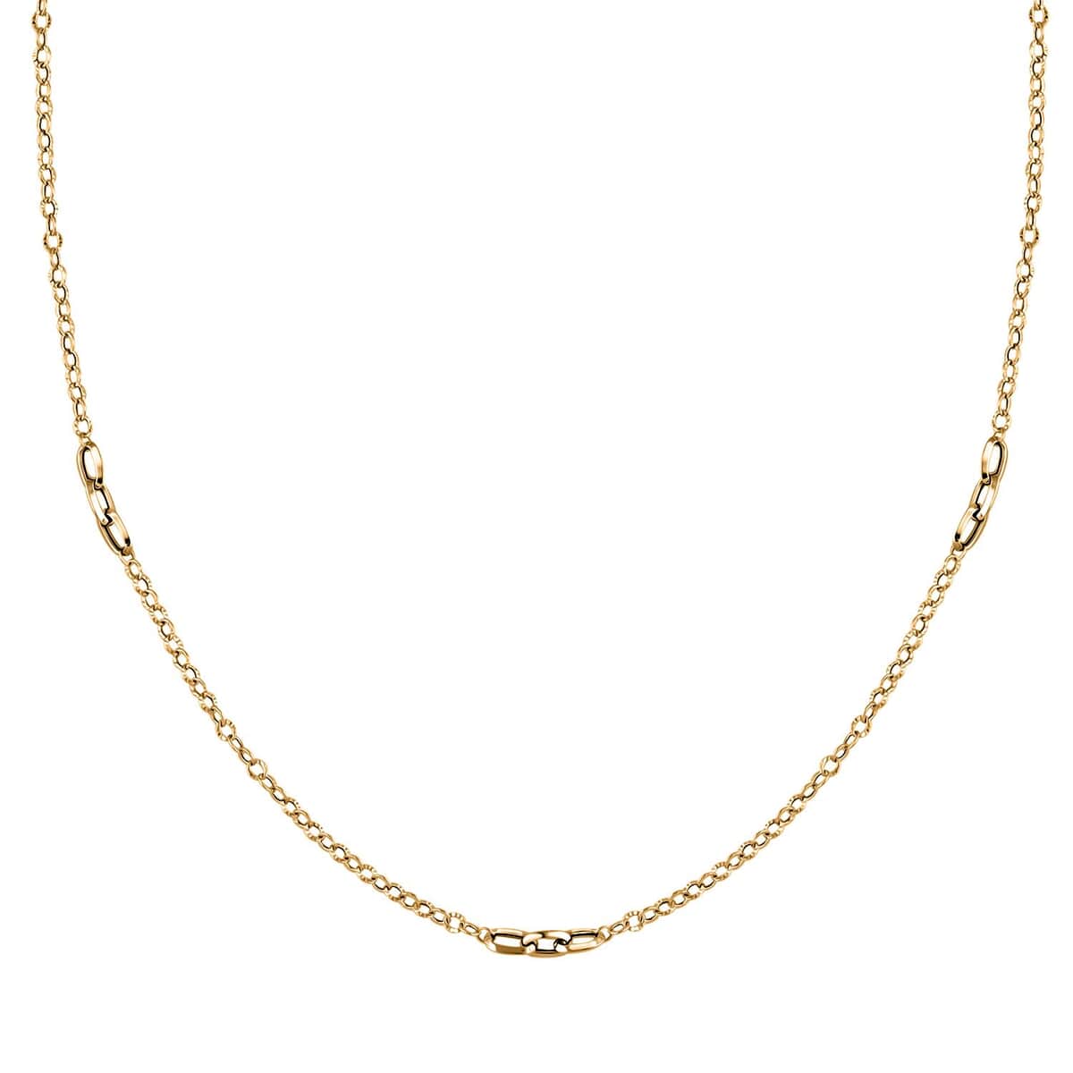 Italian Paperclip Station Necklace in 10K Yellow Gold 2.23 Grams 24 Inches image number 0