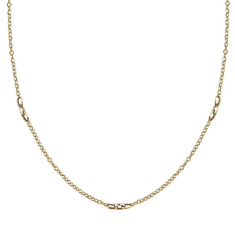Italian Paperclip Station Necklace in 10K Yellow Gold 2.23 Grams 24 Inches