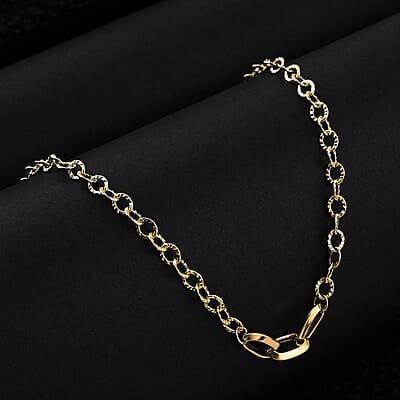 Italian Paperclip Station Necklace in 10K Yellow Gold 2.23 Grams 24 Inches