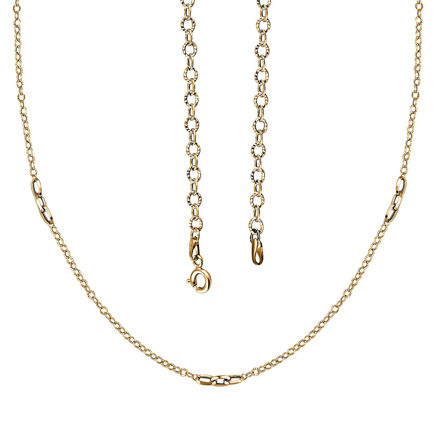 Italian Paperclip Station Necklace in 10K Yellow Gold 2.23 Grams 24 Inches