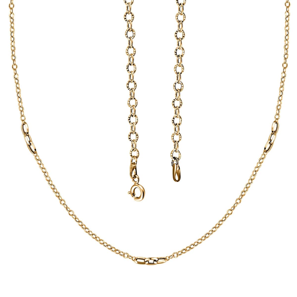 Italian Paperclip Station Necklace in 10K Yellow Gold 2.23 Grams 24 Inches image number 3