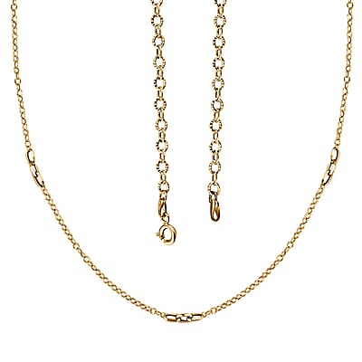 Italian Paperclip Station Necklace in 10K Yellow Gold 2.23 Grams 24 Inches